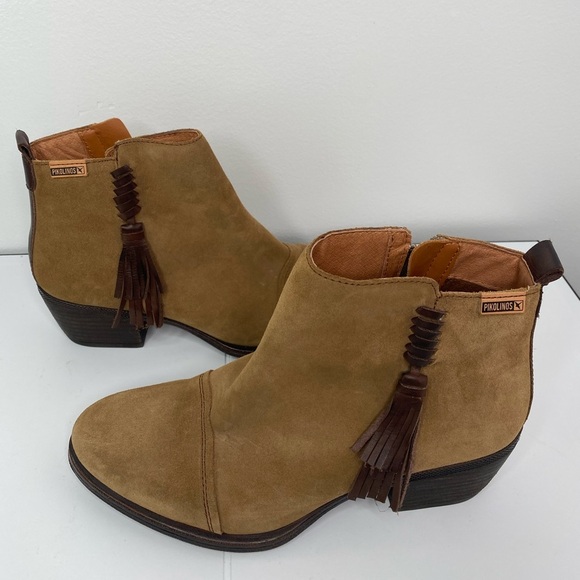 Pikolinos Tan and Brown Ankle Booties with Tassel Detail - Picture 1 of 7